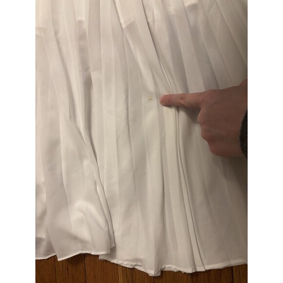 Sandro Paris Cruise Midi Dress Pleated Skirt A Line Button White Green Size 1 S - Picture 6 of 11